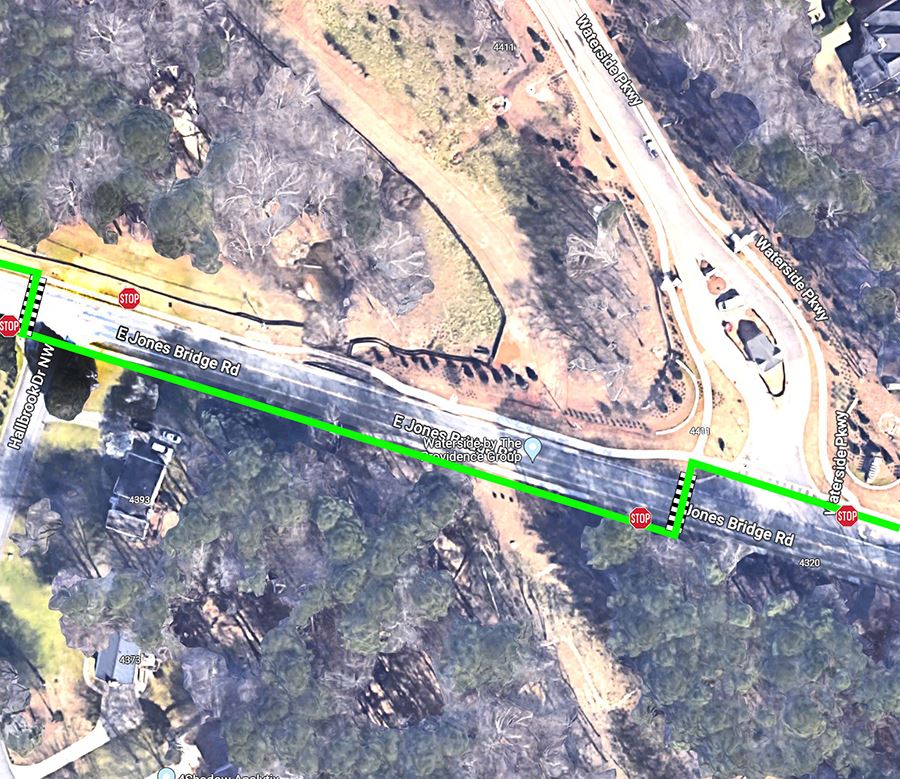 Map of Detour with Crosswalks, Stop Signs, and Path