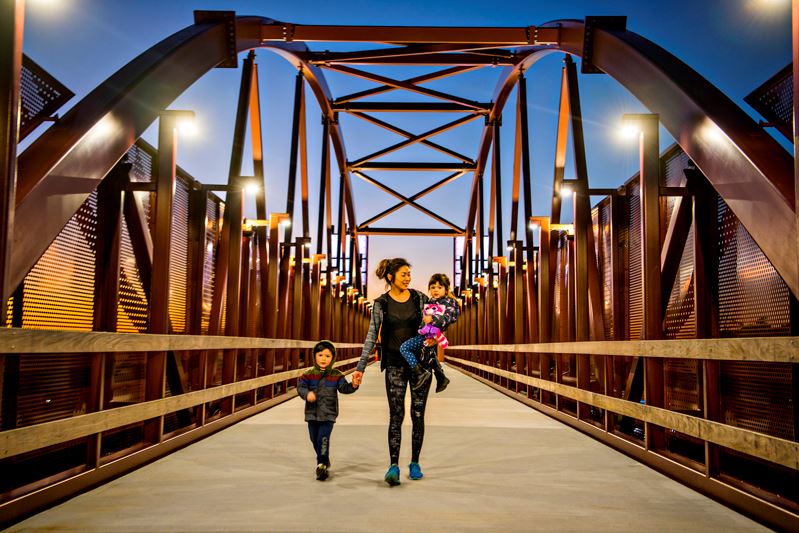 The pedestrian bridge.
